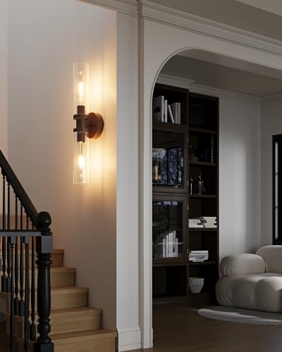 Walnut Wireless Battery Operated Wall Sconces with Remote Control