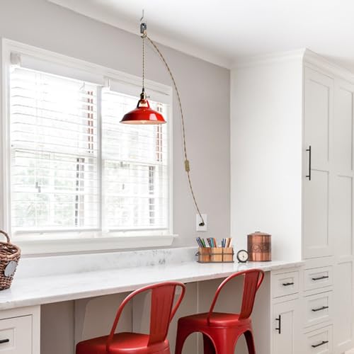 Plug in Pendant Light Vintage Red Barn Shade