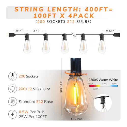 String Lights for Outside 400FT
