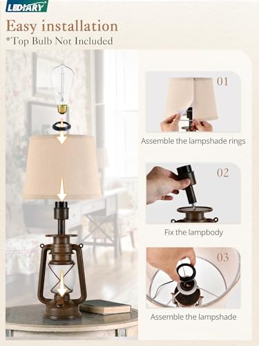 18.72" LED Vintage Lantern Flickering Flame Table Lamps Set of 2 (2 Count)