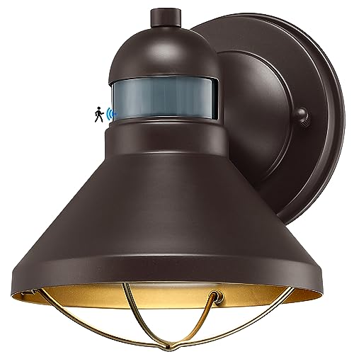 Dusk to Dawn Motion Sensor Outdoor LED Barn Light Fixture Brown