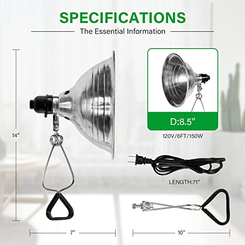 Clamp Light with 8.5 Inch Adjustable Aluminum Reflector