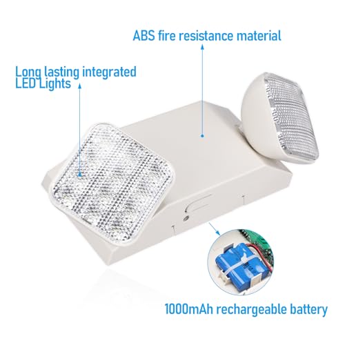 2 Pack LED Emergency Lights with Battery Backup UL Listed White (2 Count)