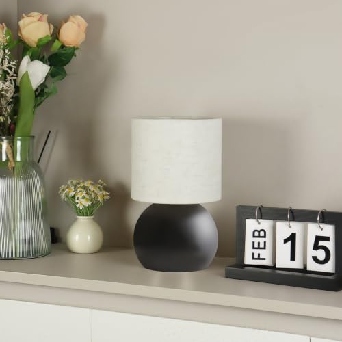 Modern Black Small Table Lamp with Cotton Linen Shade