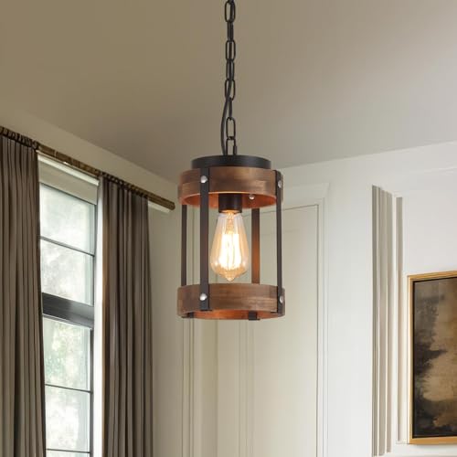 Rustic Farmhouse Wood Pendant Light Fixture One