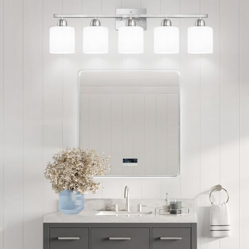 5 Light Bathroom Light Fixtures Brushed Nickel
