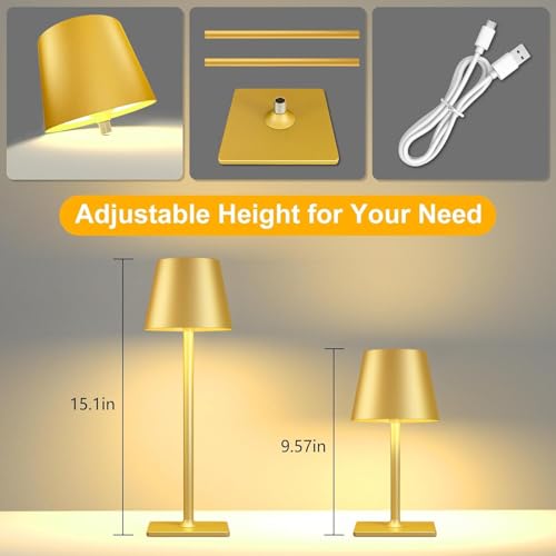 Gold Rechargeable Cordless Table Lamp (2 Count)