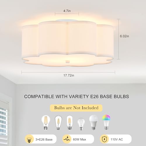 17.7" White Semi Flush Mount Ceiling Light