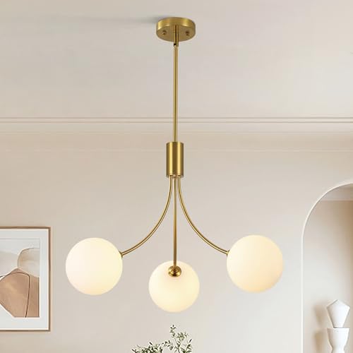 3 Light Gold Sputnik Chandeliers for Dining Room Light Fixture