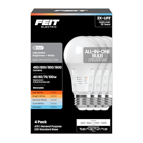 A19 All-in-One LED Light Bulb, 100W Eq, 4 Pack (4 Count)