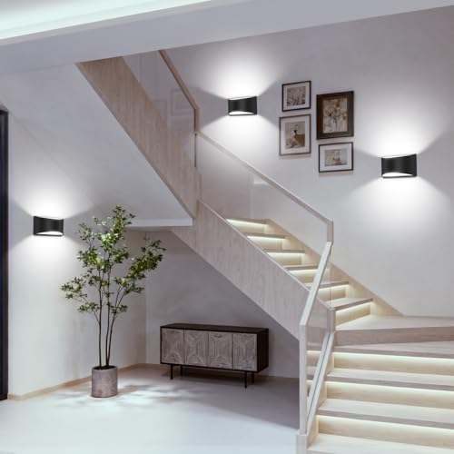 Black Modern LED Wall Sconce Hardwired Indoor Wall Lights Set of 2