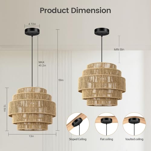 5 Tier Rattan Chandelier Light
