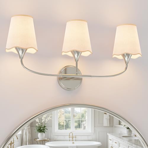 Brushed Nickel Bathroom Light Fixtures Over Mirror (Nickel / 3 Light)