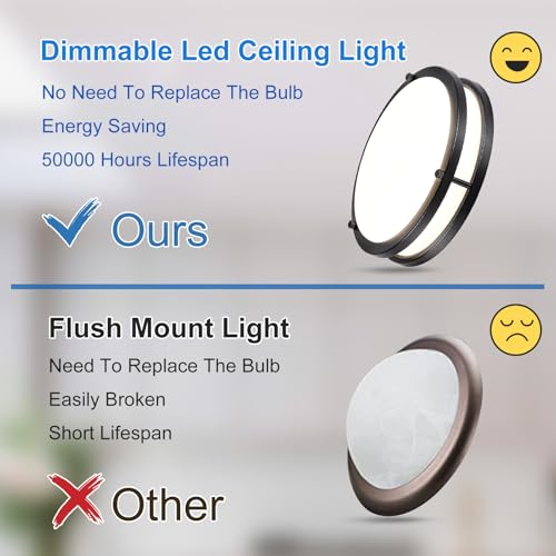 DLLT 2Pack Flush Mount LED Ceiling Light (2 Count)