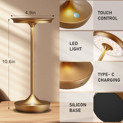 LED Rechargeable Cordless Outdoor 6000mAh Battery Table Lamp 2Pack Bronze (2 Count)