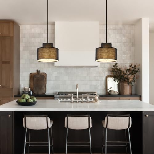 2 Pack Modern Black Pendant Lights Kitchen Island