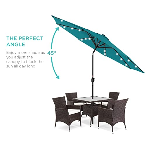 10ft Solar Polyester LED Lighted Patio Umbrella w