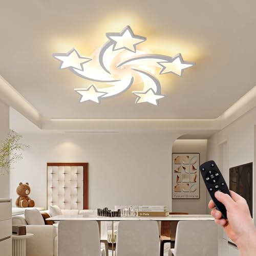 Flower Shaped Ceiling Light Dimmable Modern Ceiling Lamp Remote Control LED Lighting Fixture for Bedroom Living Room Dining Room