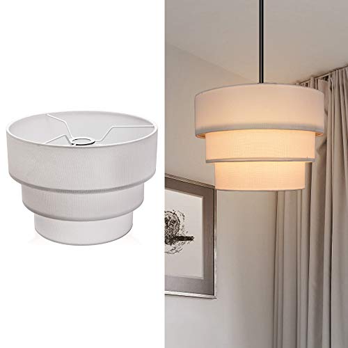 3 tier Drum Linen Lamp Shade for Pendant Lamp Floor Lamp Chandelier Replacement Shade Clip on Bulb Classic Round Lampshade Cover Only