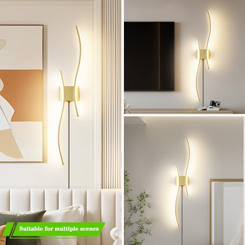 Modern Gold Plug in Wall Sconces Set of 2 (2 Count)