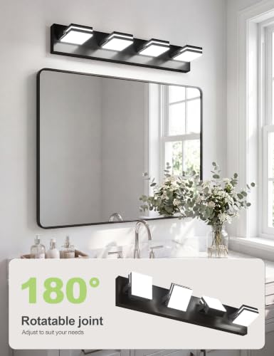 4 Light Bathroom Vanity Light (Black-5CCT / 27.2-Inch)