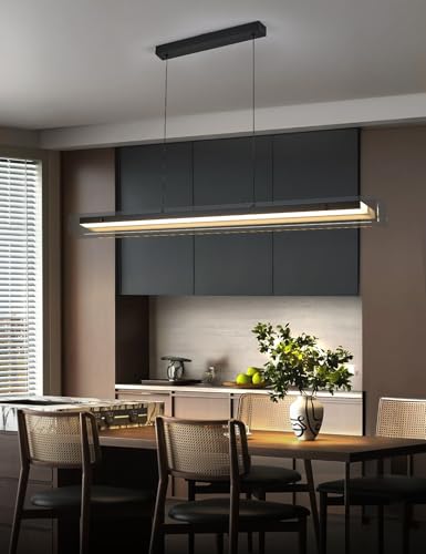 Glass Modern Black Linear Pendant Light