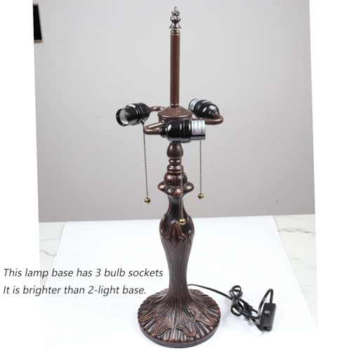 L10024 Baroque Tiffany Style Stained Glass Table Lamp with 17 inches Wide Handmade Lampshade for Bedside Bedroom Living Room