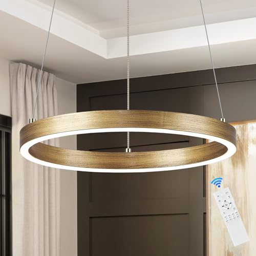 12in LED Ring Chandelier Brass Gold Modern Dimmable Pendant Light