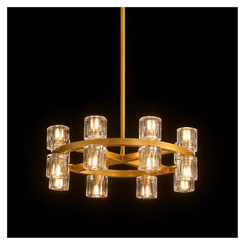 18 Inch Gold Crystal Wagon Wheel Chandelier with Crystal Shades
