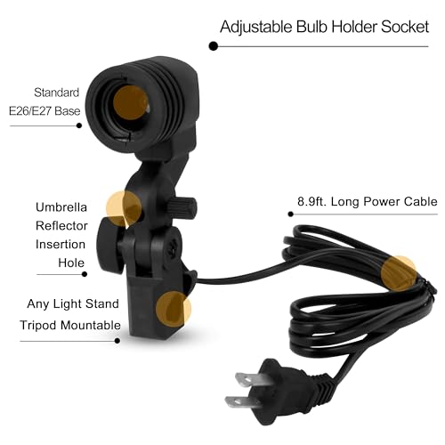E26 E27 Light Bulb Socket Adapter with Photo Umbrella Lamp Holder