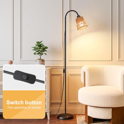 Boho Black Floor Lamp for Living Room (Black-1)