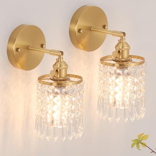 Set of 2 Crystal Battery Operated Wall Sconce (2 Count)