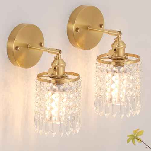 Set of 2 Crystal Battery Operated Wall Sconce (2 Count)