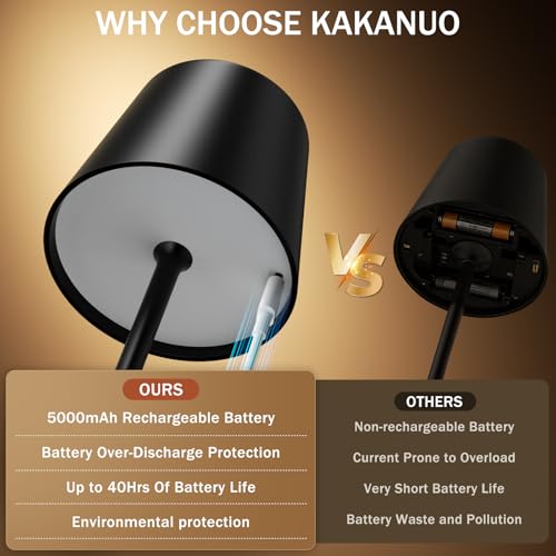 Black Cordless Rechargeable Table Lamp (2 Count)
