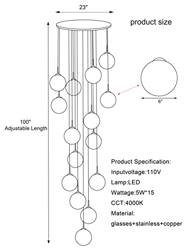 15 Light Foyer Chandeliers for High Ceilings LED Staircase Chandelier Large Chandeliers for High Ceilings (127 Count)