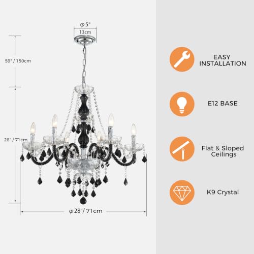 Saint Mossi Black and Clear Crystal Chandelier