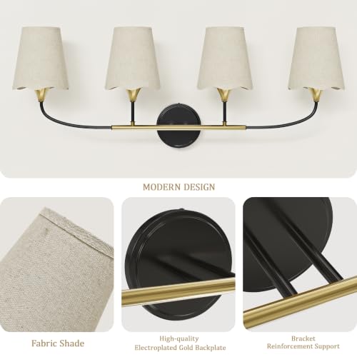Bathroom Light Fixtures Over Mirror (Black Gold / 4 Light)
