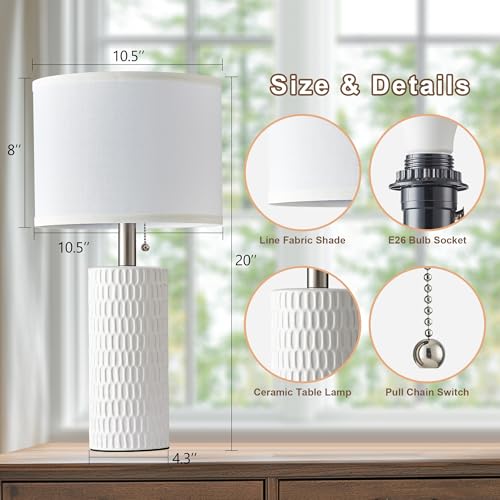 20" Modern Ceramic Table Lamps for Bedroom Set of 2 (2 Count)