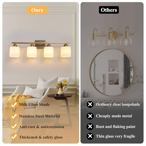 Milk Glass Vanity Lights for Bathroom