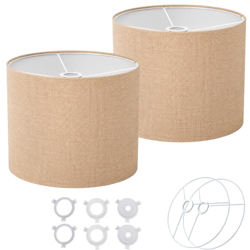 Brown Hemp Drum Lamp Shades Set of 2