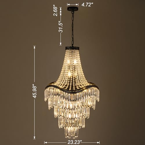 Black Modern French Empire Crystal Chandelier