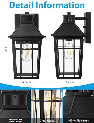 Motion Sensor Outdoor Wall Lights (2 Count)