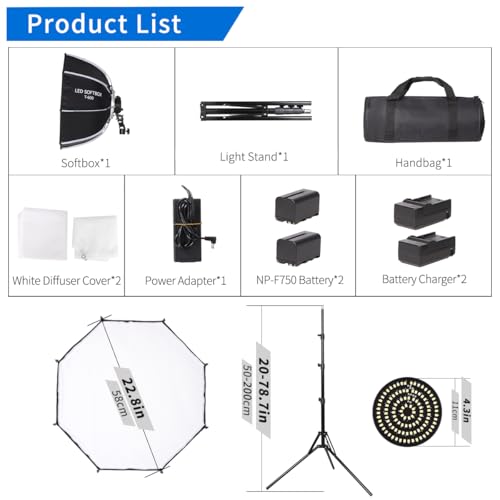 XPSYQIC Octagonal Softbox LED Continuous Light with Rechargeable Battery