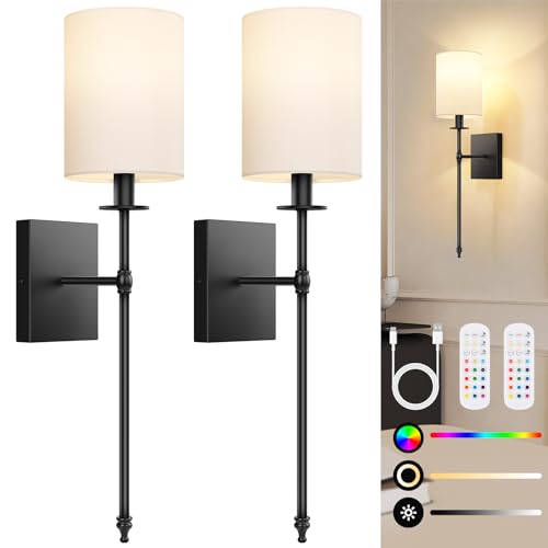 Battery Operated Wall Sconces Set of 2 (2 Count)
