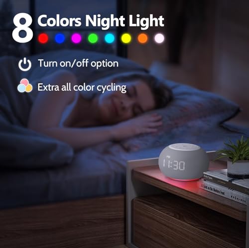 Auto Dimmable Sound Machine Alarm Clock with 20 Sounds&Night Light