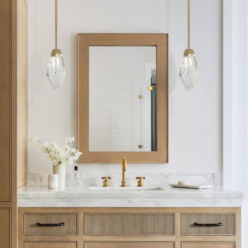 Modern 1 Light Brass Stem Rock Crystal Mini Pendant Lamp