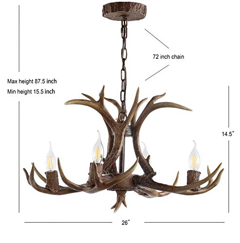 Eldora 4 Light Resin Antler Chandelier 26"