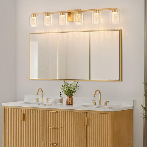 6 Light Gold Vanity Light with 3 Color Modes