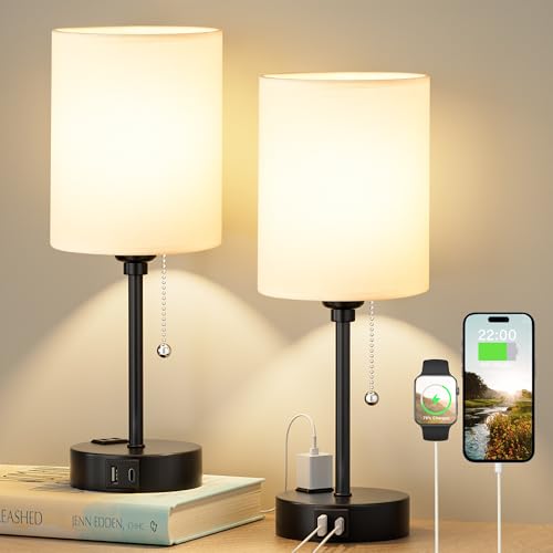 Bedside Table Lamp for Bedroom Set of 2 (2 Count)