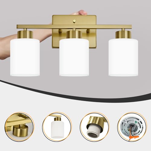Brushed Gold Bathroom Light Fixtures Vanity Lights Over Mirror